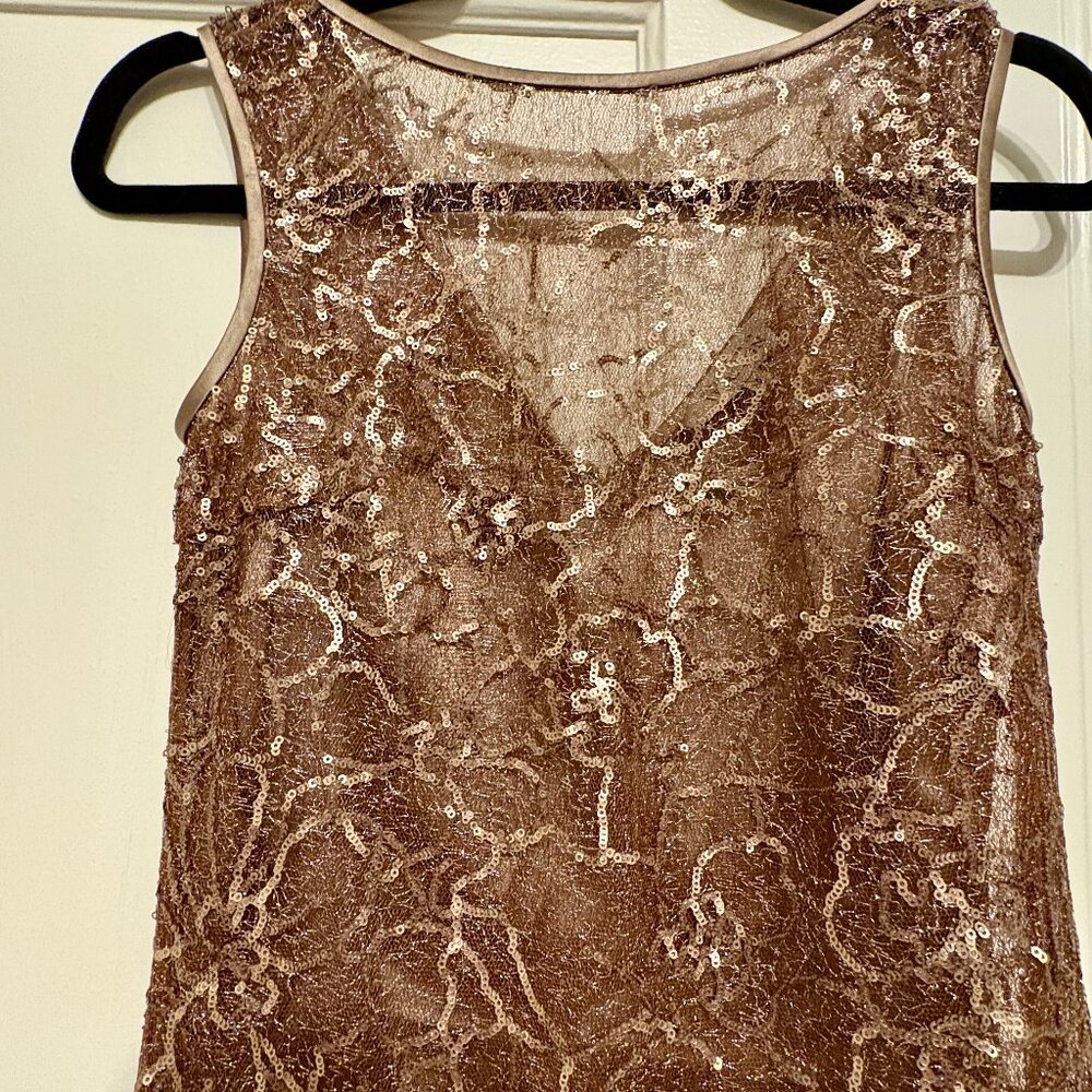 Rickie Freeman Teri Jon Rose Gold Sequin Cocktail Dress – Size 2